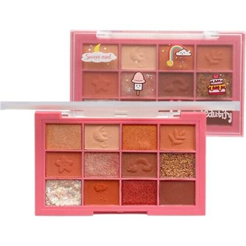 12-color Rainbow Eye Shadow Waterproof Anti-sweat Matte Shimmer Pearl Eyeshadow Palette Eye Cosmetics TSLM1