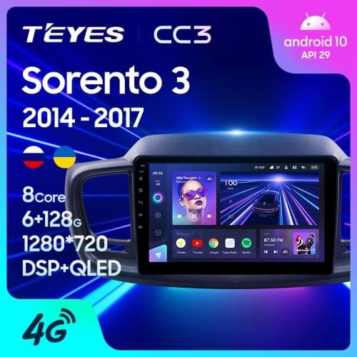 TEYES CC3 For Kia Sorento 3 2014 - 2017 Car Radio Multimedia Video Player Navigation stereo GPS Android 10 No 2din 2 din dvd