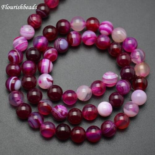 High Quality Fushcia Red Banded Agate Beautiful Veins Stone Round Loose Beads 5 strands per lot 6mm 8mm 10mm