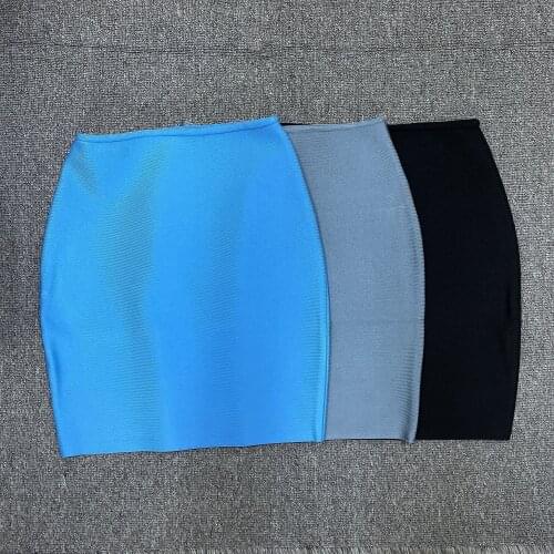 High Quality Tight Green Blue Rayon Mini Bandage Skirts Night Club Party Skirts