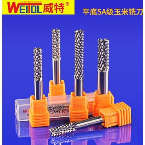 WeiTol 1pcs 5A free shipping flat bottom corn teeth end mill router bit PCB milling cutter cnc carving tools for Circuit board