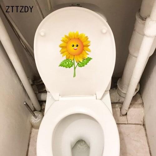 ZTTZDY 15.9*21.8CM Cute Sunflower Children Bedroom Wall Decal Toilet Sticker Home Decor T2-0568