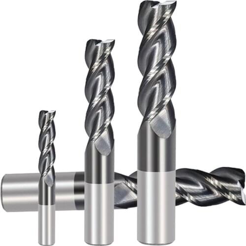 1-12mm carbide end mill 3 flute end milling bit for cutting super coated aluminum copper cnc router milling cutter