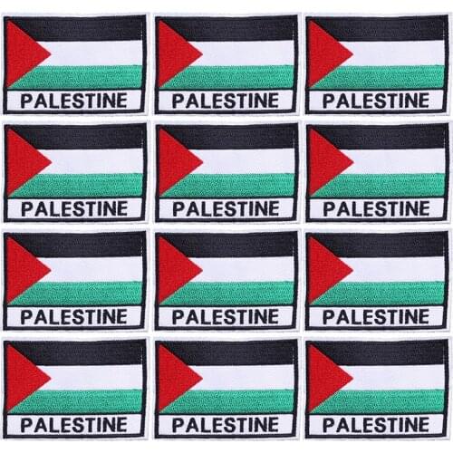 12PCS/PACK Palestine Flag Patches On Clothes Gaza Palestinian Iron On Patches For Clothing Embrodiered Patches Wholesale Patch