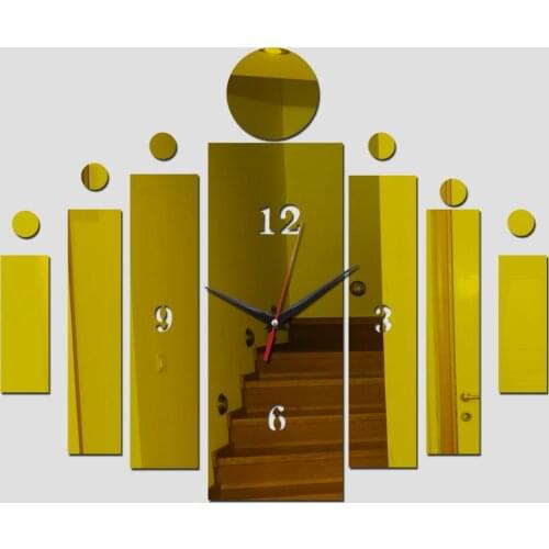 New sale 3d acrylic mirror wall clock diy stickers living room quartz geometric needle modern design decoration