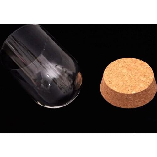 4Pcs Home Glass Dome Display Jar Cover Shield Shade Planter Pot Vase With Wooden Cork Craft Bottle Tabletop Decor Xmas Gift