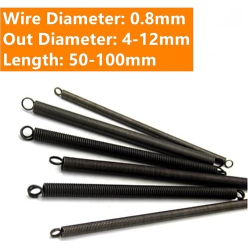 5PCS 0.8mm Spring Steel Dual Hook Tension Spring Hardware Accessories Tension Spring 4-12 mm 50-100mm