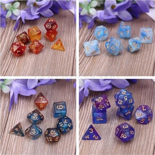 7pcs D4-D20 Acrylic Polyhedral Dice 20 Sided Dices Table Board Role Playing Game for Bar Pub Club Party Drop Shipping