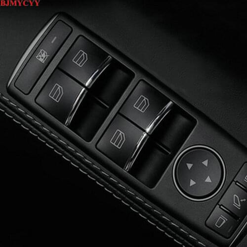BJMYCYY 7PCS/SET Door Window Lift Button Stickers ABS Chrome Trim Cover Accessories Car Styling For Tesla Model X