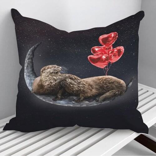 Asian smallclawed otter Throw Pillows Cushion Cover On Sofa Home Decor 45*45cm 40*40cm Gift Pillowcase Cojines Dropshipping