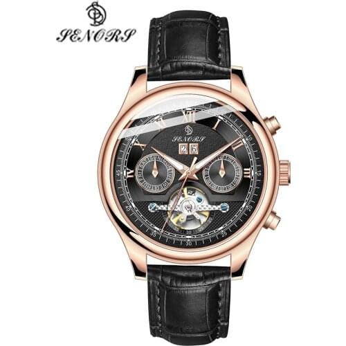 Senors Automatic Mechanical Watch Men Luxury Military Leather Wrist Watch Man Clock Fashion Chronograph Wristwatch