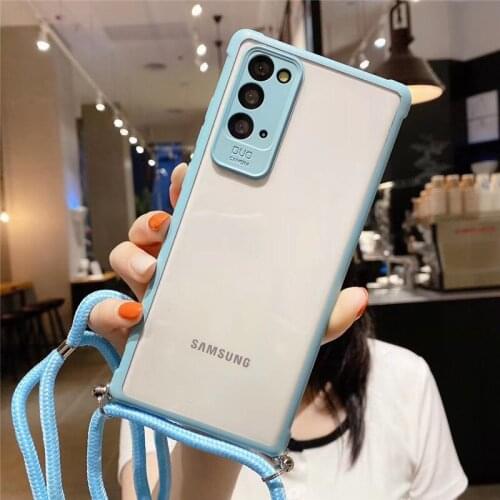For Samsung Galaxy Note 20 S20 Ultra S10 Plus Case Hard Transparent With Lanyard protect cover case for samsung A31 A41 A51 A71