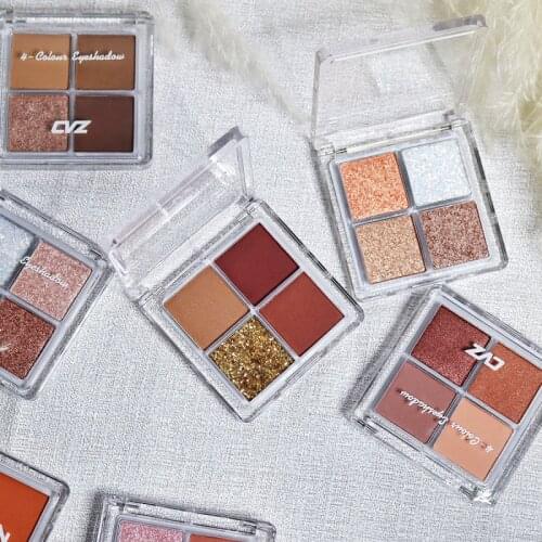 Four-color Glitter Eye Shadow Fashion Eyeshadow Palette Pearly Matte Waterproof Eyeshadow Diamond Makeup Palette
