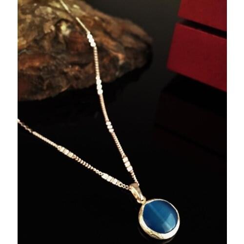 Dr Stone Natural Stone Women 'S Cat 'S Eye Stone Silver Plated Necklace KRB16 372867961