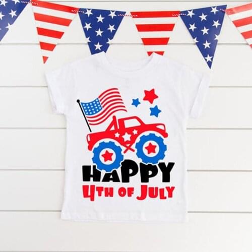 Kids Girl Boy 4th of July Fourth of July Patriotic Independence Day American Memorial USA Flag Decoration Shirt Gift Photo props