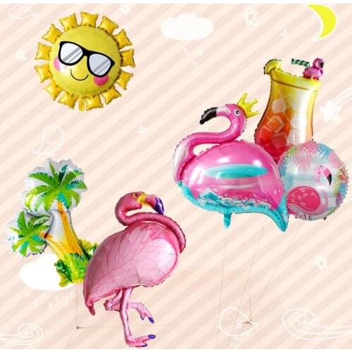 Flamingo Foil Balloons Hawaiian Tropical Luau Party Supplies Decoration Baby Shower Summer Fruits Party Birthday Balloons 2pc