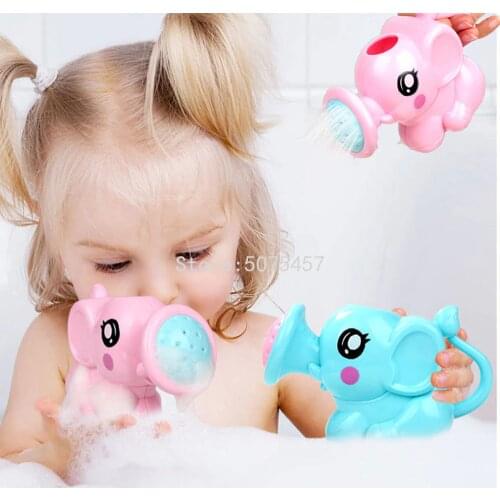 Baby Bath Toys Lovely Plastic Elephant Shape Water Spray for Baby Shower Swimming Toys Kids Gift Storage Mesh Bag Baby Kids Toy