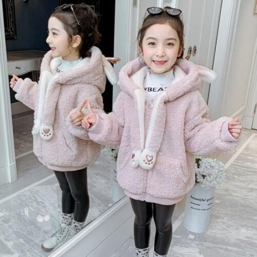 Girls Babys Coat Jacket Outwear 2021 Fur Rabbit Winter Autumn Overcoat Top Zipper Cardigan Childrens Clothing