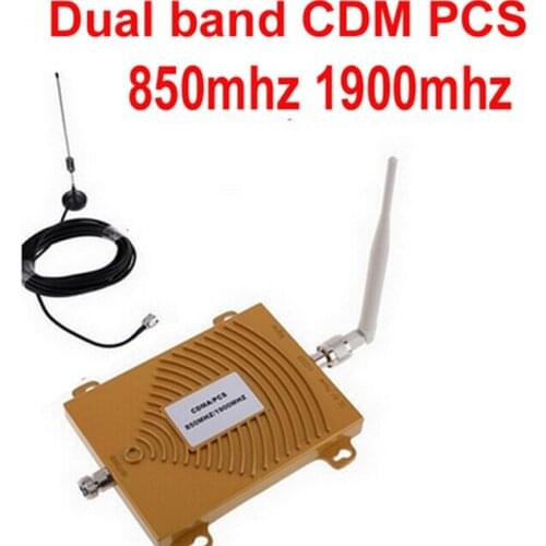 FOR USA 2G nework Dual Band PCS 1900MHz CDMA 850Mhz Signal Repeater Phone Signal Booster PCS CDMA Signal Amplifier w/ Antenna