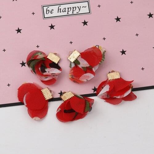 DoreenBeads Fabric Tassel Pendants Flower Gold Color Multicolor DIY Findings About 30mm x25mm- 25mm x25mm(1" x1"), 20 PCs