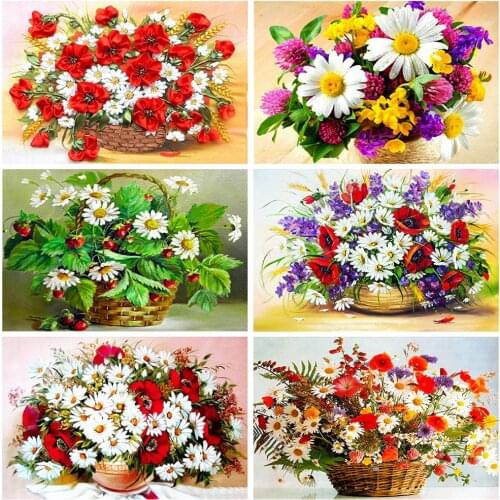 Evershine 5D Diamond Painting Cross Stitch Daisy Rhinestone Mosaic Diamond Embroidery Flower Full Square Drill Home Decoration