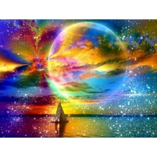 GATYZTORY 5D DIY Diamond Painting Planet Cross Stitch Kit Mosaic Diamond Embroidery Starry Sky Landscape Full Square Drill Patte