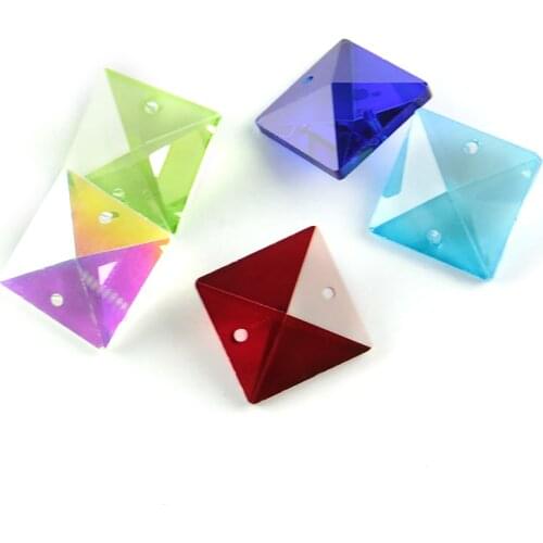 14mm-30mm Crystal Prism Square Shape Beads 100pcs In 2 Holes For Home Curtain Chandelier Hanging Pendant