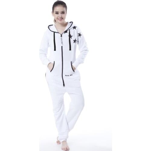 Nordic Way One Piece Jumpsuit Print Star Hoodie Fleece Unisex Romper Adult Playsuit