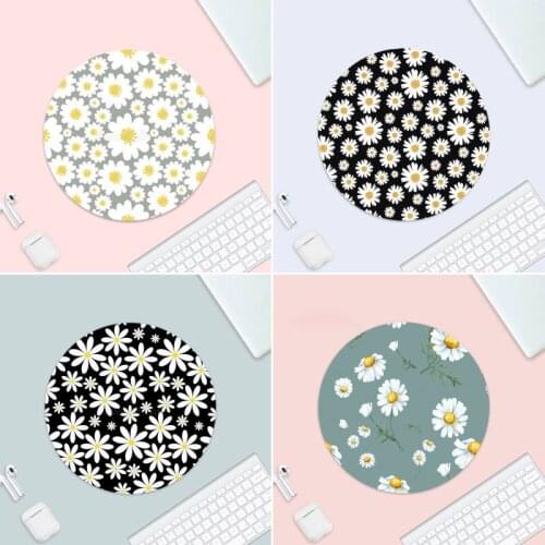 Floral Daisy Beautiful Anime Beautiful Anime Mouse Mat Small Rubber Desk Table Protect Game Office Work Round Mouse Mat pad