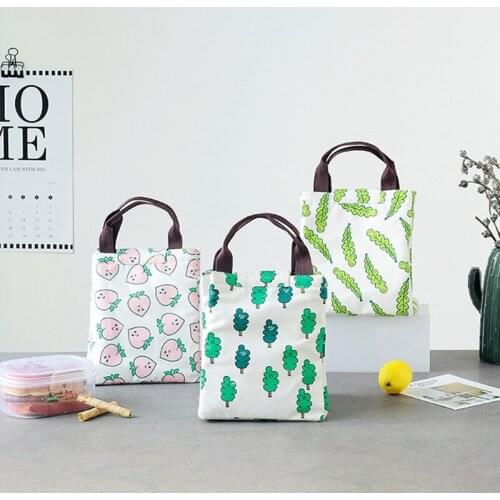 Korean Style Cute Animal Cloth Lunch Box Insulated Bag Waterproof Oxford Cloth Lunch Bag with Zipper Lunch Box Bag