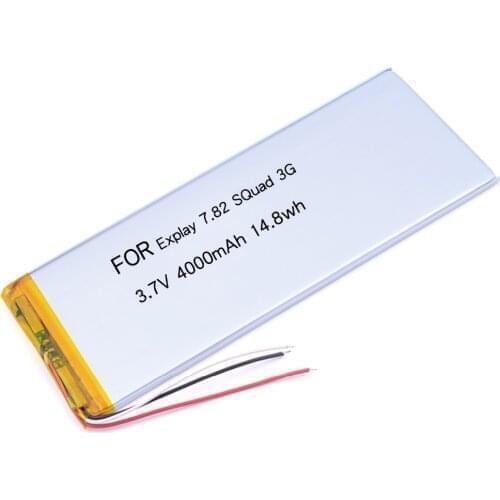 Li-Polymer Li-ion Battery for 7.85 inch Explay 7.82 SQuad 3G tablet pc Explay 7.82 SQuad 3G battery 3.7V 4000mAh