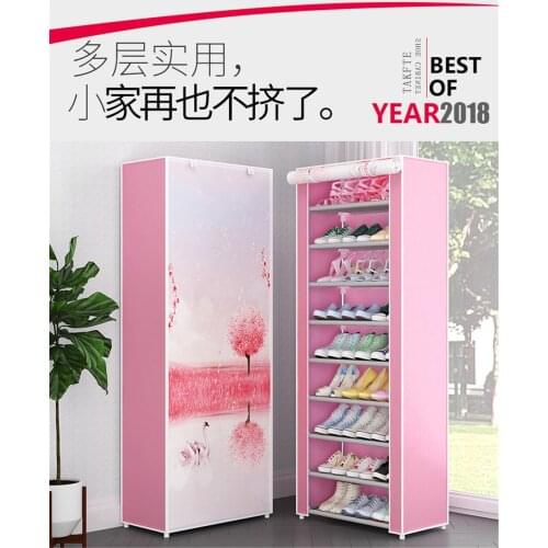 Multi-Layer Shoe Simple Door Dust-Proof Storage Household Economical Removable Dormitory Shoe Cabinet European Style Cloth Cover