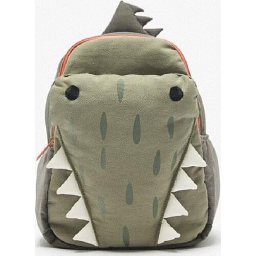 2021 New Fashion School Bag Boys And Girls of New Cute Three-Dimensional Green Small Crocodile Backpack Personality Student Bag