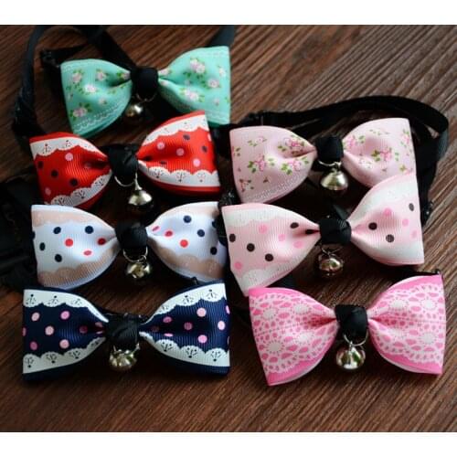 New arrival pet dog bow necklace with bell holiday gift collar leash for puppy dog with bell 20pcs