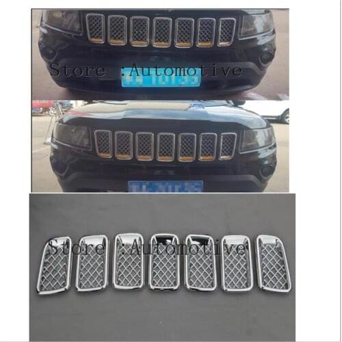 For Jeep Compass 2011 2012 2013 2014 2015 2016 Front Grille Bumpers Protectors Cover Trim Car Front Bar Grille Cover styling