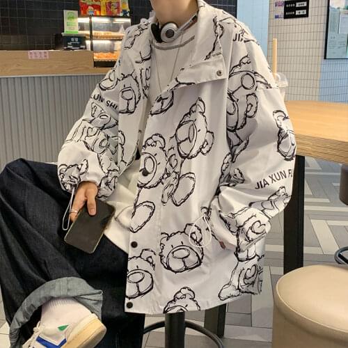 Casual Coat Men Spring And Autumn Korean Version Of The Trend Of Loose Bear Jacket PI Shuai Fried Street Lovers Jacket