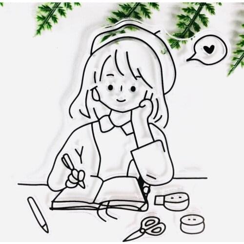 10*10 Spanish Journal Girl Transparent Clear Stamps Seal for DIY Scrapbooking Photo Album Decorative Clear Stamp Sheet