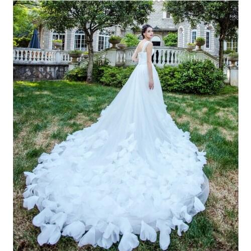 MYYBLE 2021 Sexy wedding dress tulle long train bridal dress luxury robe de soiree graceful wedding party gown dress Drop