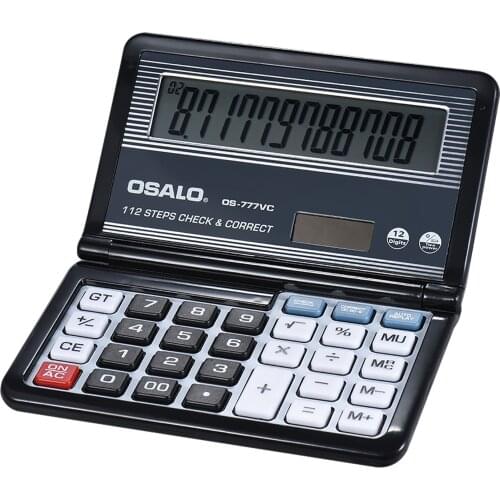 Folding Desktop Electronic Calculator 12 Digits 112 Steps Check & Correct Battery & Solar Dual Powered Larger Display