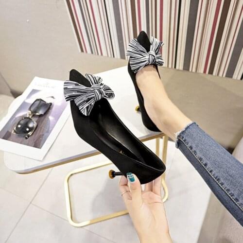 High Heels Pointed Toe Pumps Sweet Ladies Shoes Women Zapatos Mujer Woman Shoes Womens high heels with bow decoration U14-52