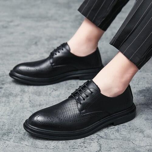 Fashion Business Dress Men Shoes black Classic Leather Mens Suits Shoes outdoor Fashion Lace-up Dress Men Oxfords shoes
