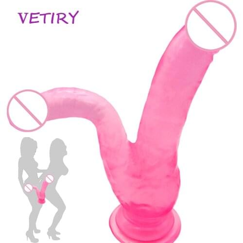 VETIRY Double Dildos Dual Penis Head Long Penis Double Penetration Pene Anal Plug Sex Toys for Women Lesbian Female Masturbation