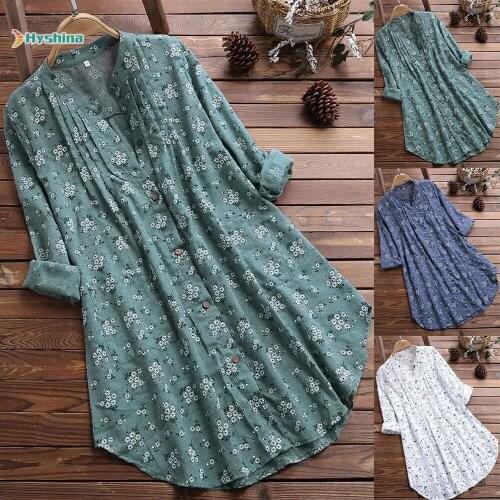 Womens Spring and Autumn Shirt Korean Fashion Temperament Printing Loose Long Sleeve Stand Collar Shirt
