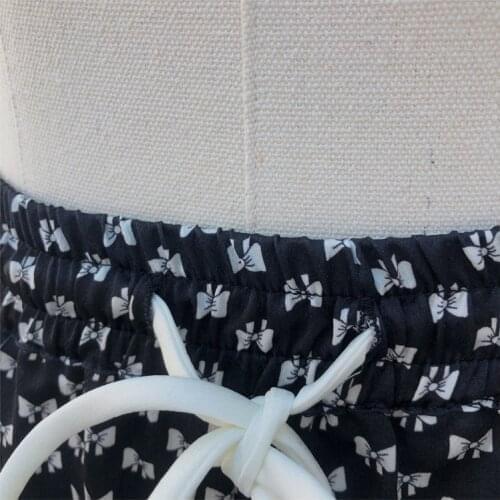 2021 Early Autumn New Wide-Leg Trousers Bowknot Print Women Casual Long Pants Elastic Waist Ladies Casual Pants