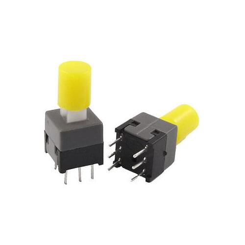 10 Pcs 8.5 x 8.5mm Yellow Cap PCB Push Button Tactile Tact Switch Lock 6 Pin DIP