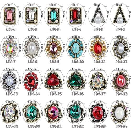 10pcs/lot Japanese Retro Manicure 3D Alloy Nail Art Oval Rectangle Pearl marble Metal Nail art Rhinestone Decoration nail charms
