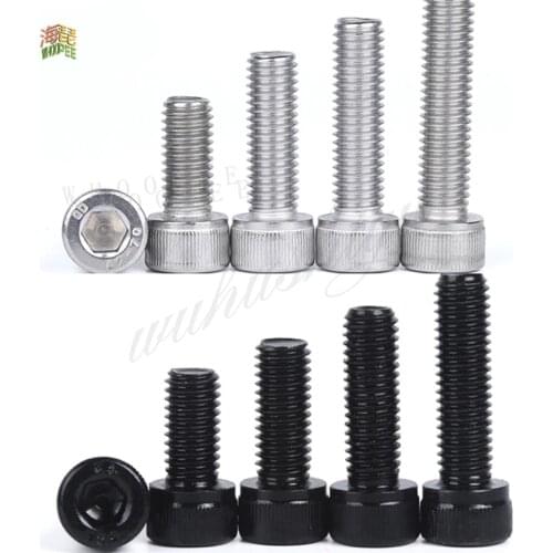 10pcs M3 M4 M5 M6 M8 304 A2 Stainless Steel Black grade 12.9 steel DIN912 Hexagon Hex Socket Head Cap Allen Bolt Screw L=4-60mm