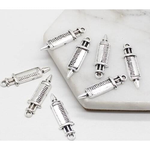 10pcs fashion metal stethoscope syringe pendant medical pendant charm DIY jewelry making