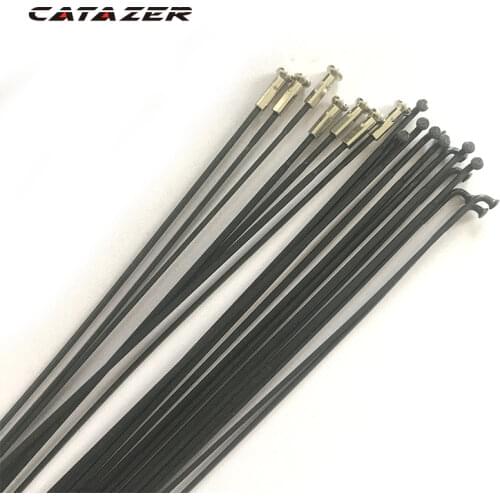 12 Pcs J-bend Spokes Pillar 1432 Aero Flat Spoke Stainless Steel Black Rays 220mm-301mm Bicycle Spokes with Nipples