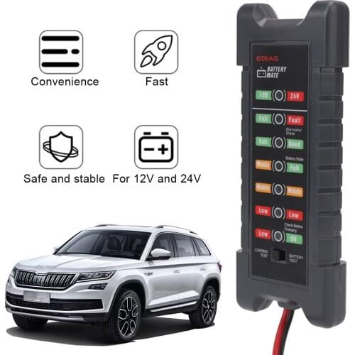 12V 24V Car Battery Tester Quick Cranking Tester Alternator 7 LED Lights Display Auto Car Diagnostic Tool